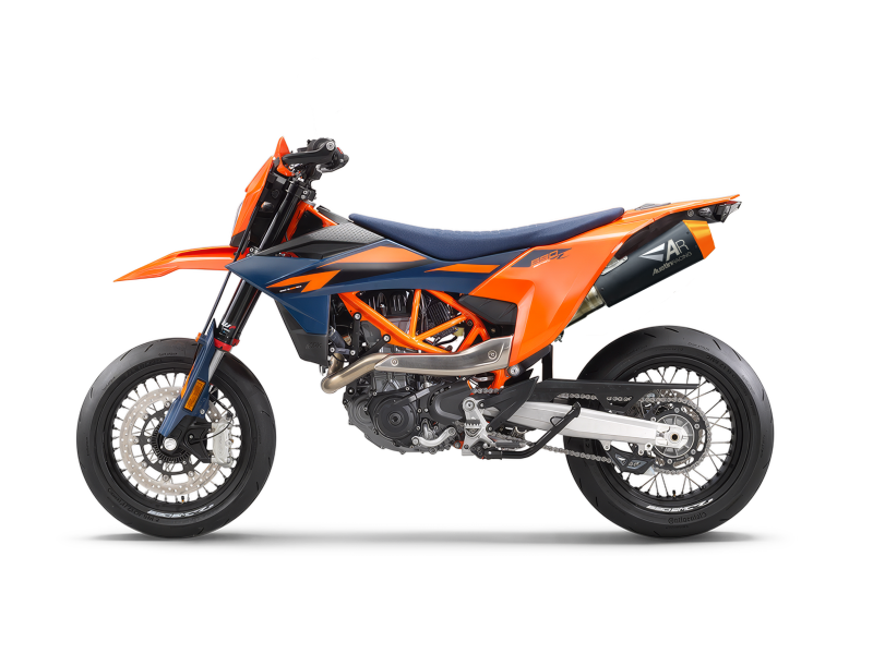2026 KTM 690 SMC R SLIP-ON - Laser Etched - Black Ceramic - Orange Tip